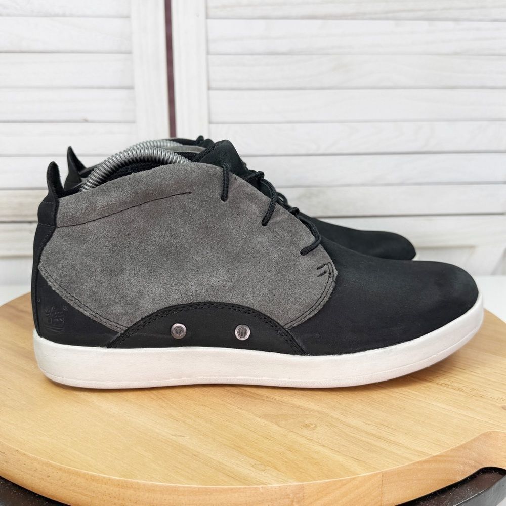 Timberland Suede Leather Lace Up Chukka Boot Colorblock Black Grey 7.5